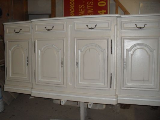 buffet en chêne relooké en lin et rechampi crème aix en provence